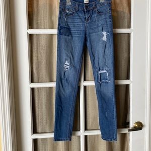 Sneak peek distressed jeans, size one